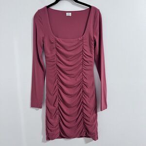 Aritzia Wilfred Lydia Ruched Mini Dress Size S Pink Cocktail Party Stretchy
